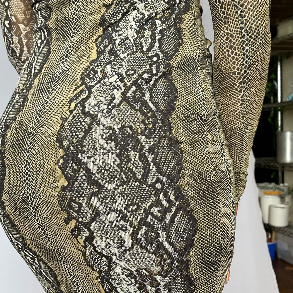 AFRM Snake Print Dress in Black and Tan